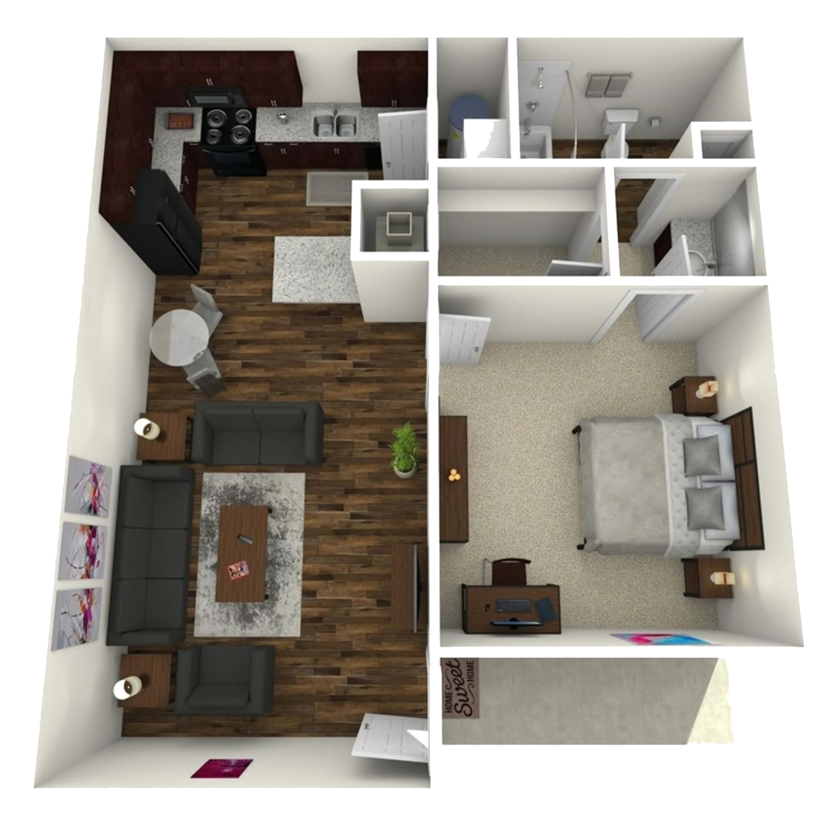 1×1 3D Floor plan rendering