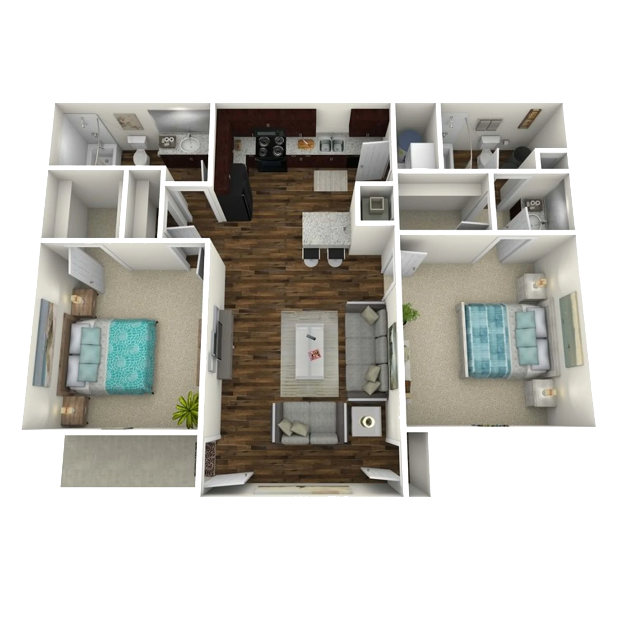 2×2 3D Floor plan rendering